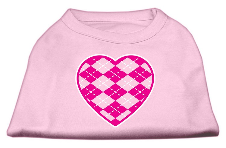 Argyle Heart Pink Screen Print Shirt Light Pink XS